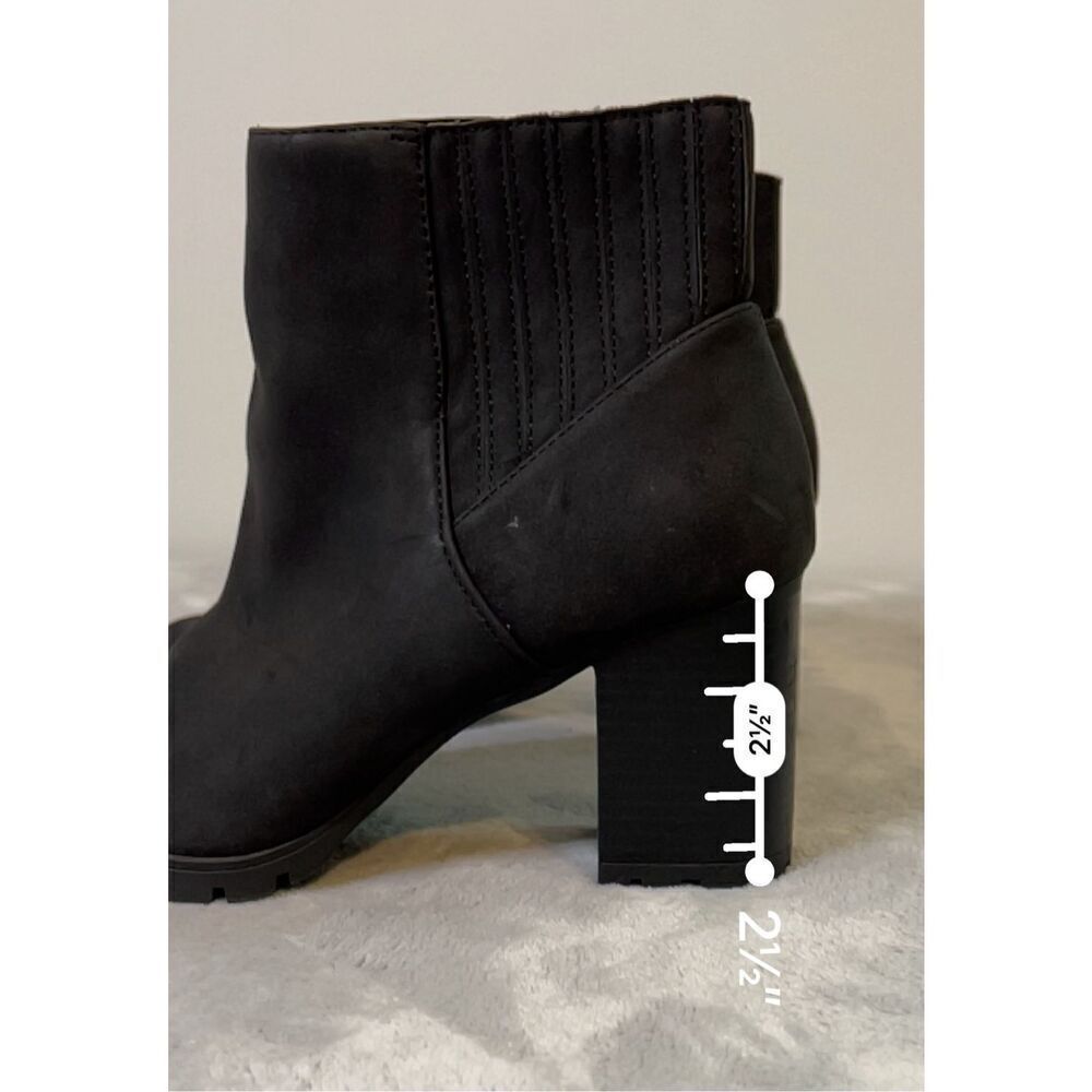 Women’s Zip Up Platform Faux Leather Black Heeled Ankle Bootie 9 - Picture 6 of 8